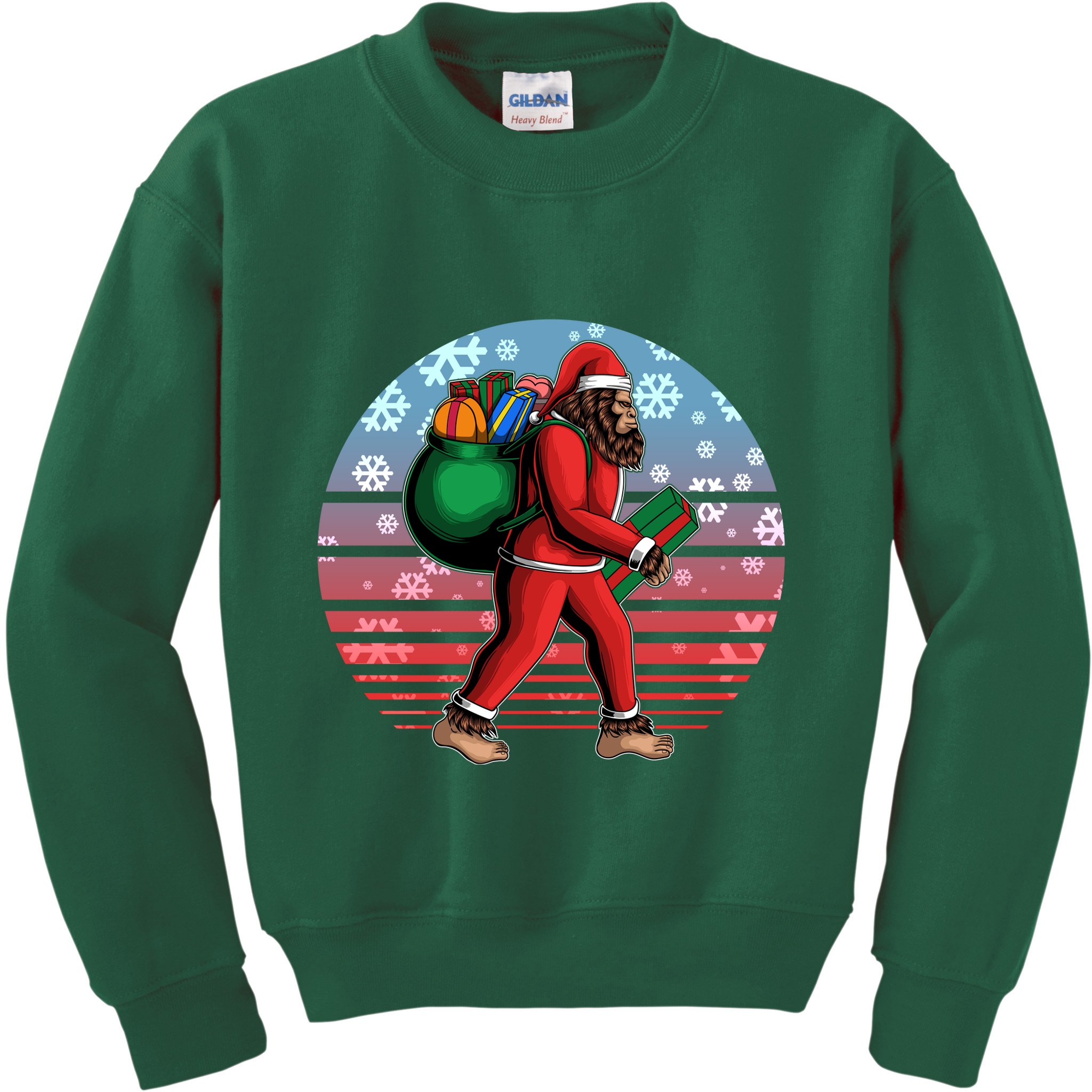Retro Christmas Big Foot Sasquatch Santa Claus Kids Sweatshirt