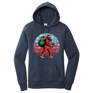 Retro Christmas Big Foot Sasquatch Santa Claus Women's Pullover Hoodie