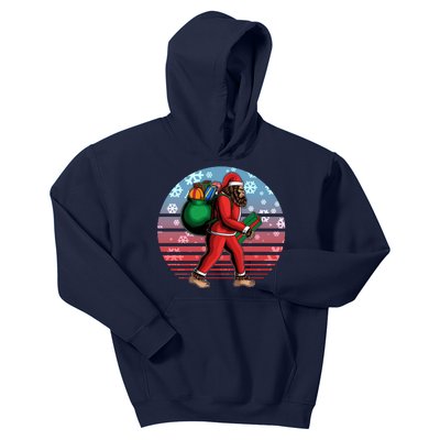 Retro Christmas Big Foot Sasquatch Santa Claus Kids Hoodie