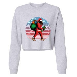 Retro Christmas Big Foot Sasquatch Santa Claus Cropped Pullover Crew