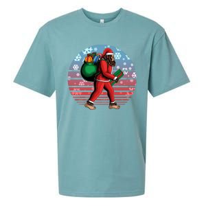 Retro Christmas Big Foot Sasquatch Santa Claus Sueded Cloud Jersey T-Shirt