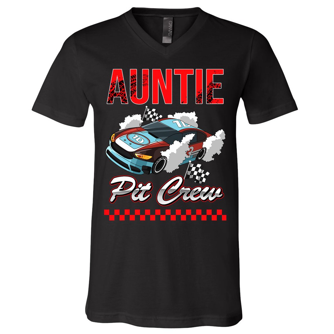 Race Car Birthday Party Racing Family Auntie Pit Crew V-Neck T-Shirt