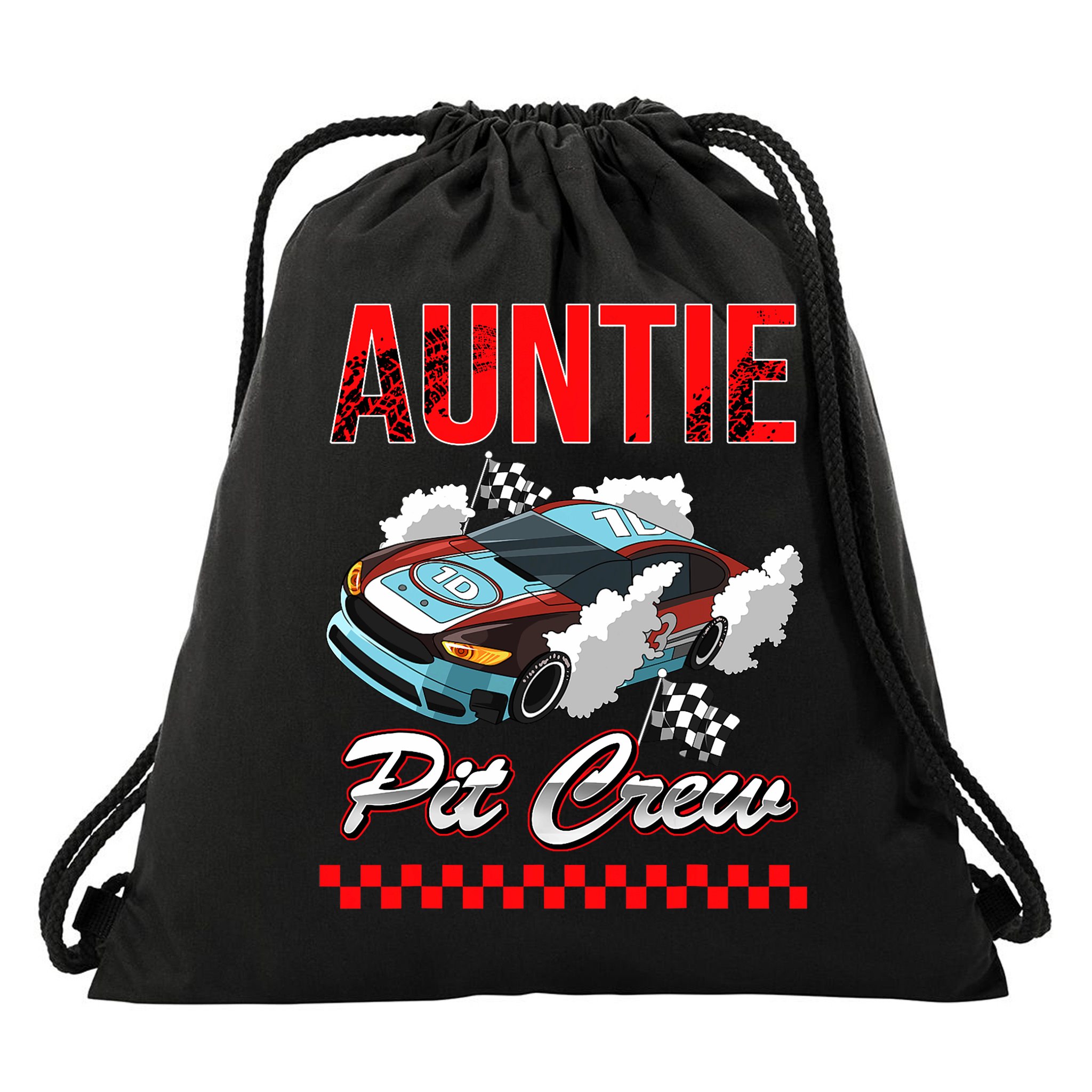 Race Car Birthday Party Racing Family Auntie Pit Crew Drawstring Bag