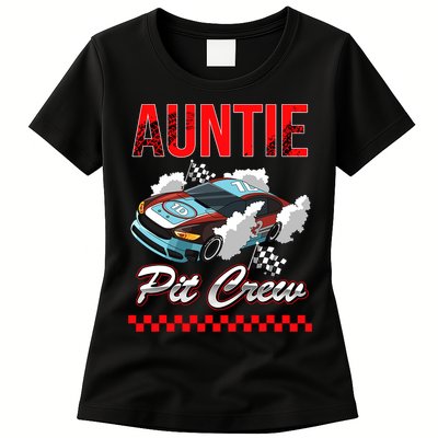 Race Car Birthday Party Racing Family Auntie Pit Crew Womens T-Shirt