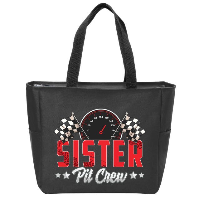 Race Car Birthday Party Racing Family Sister Pit Crew Zip Tote Bag