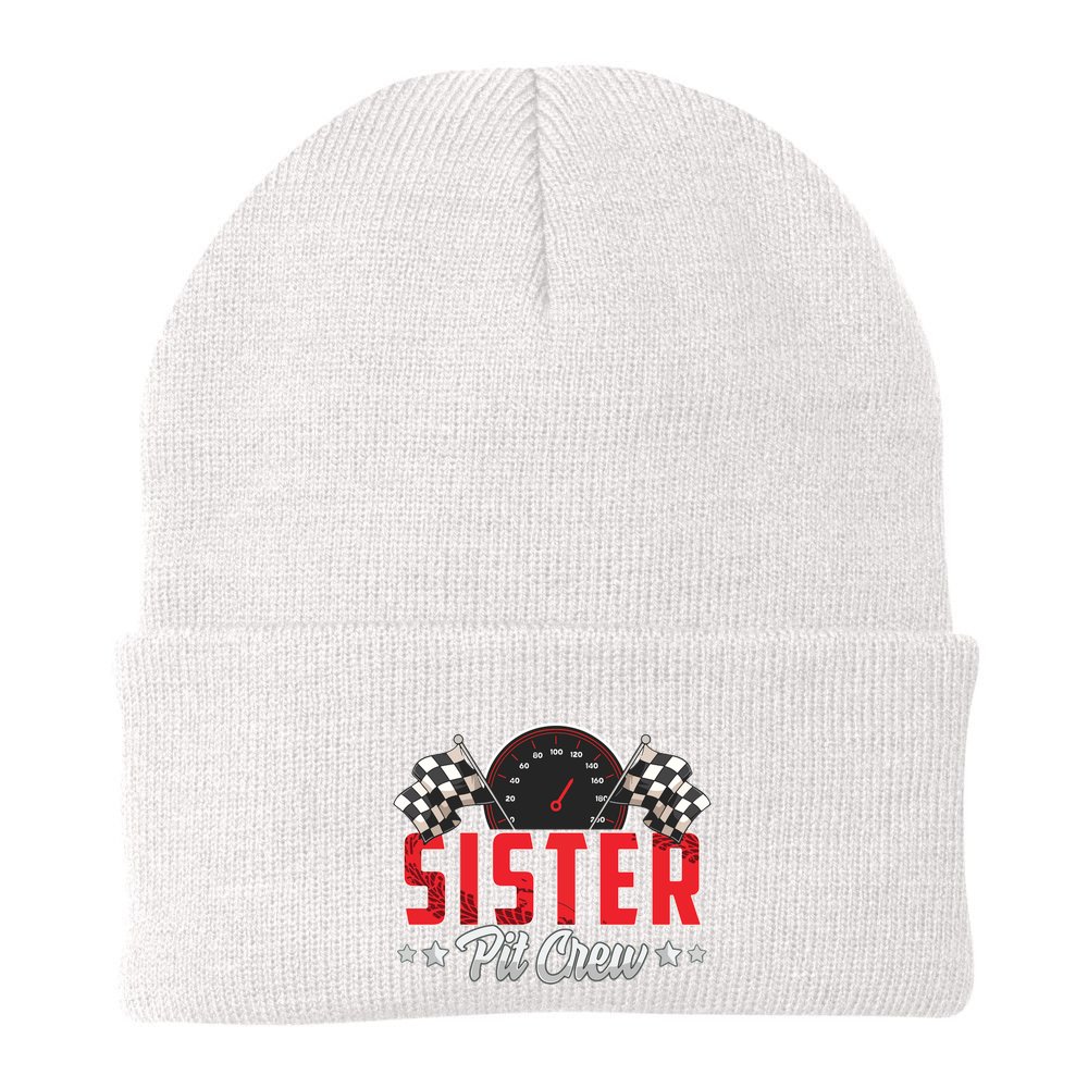 Race Car Birthday Party Racing Family Sister Pit Crew Beanie