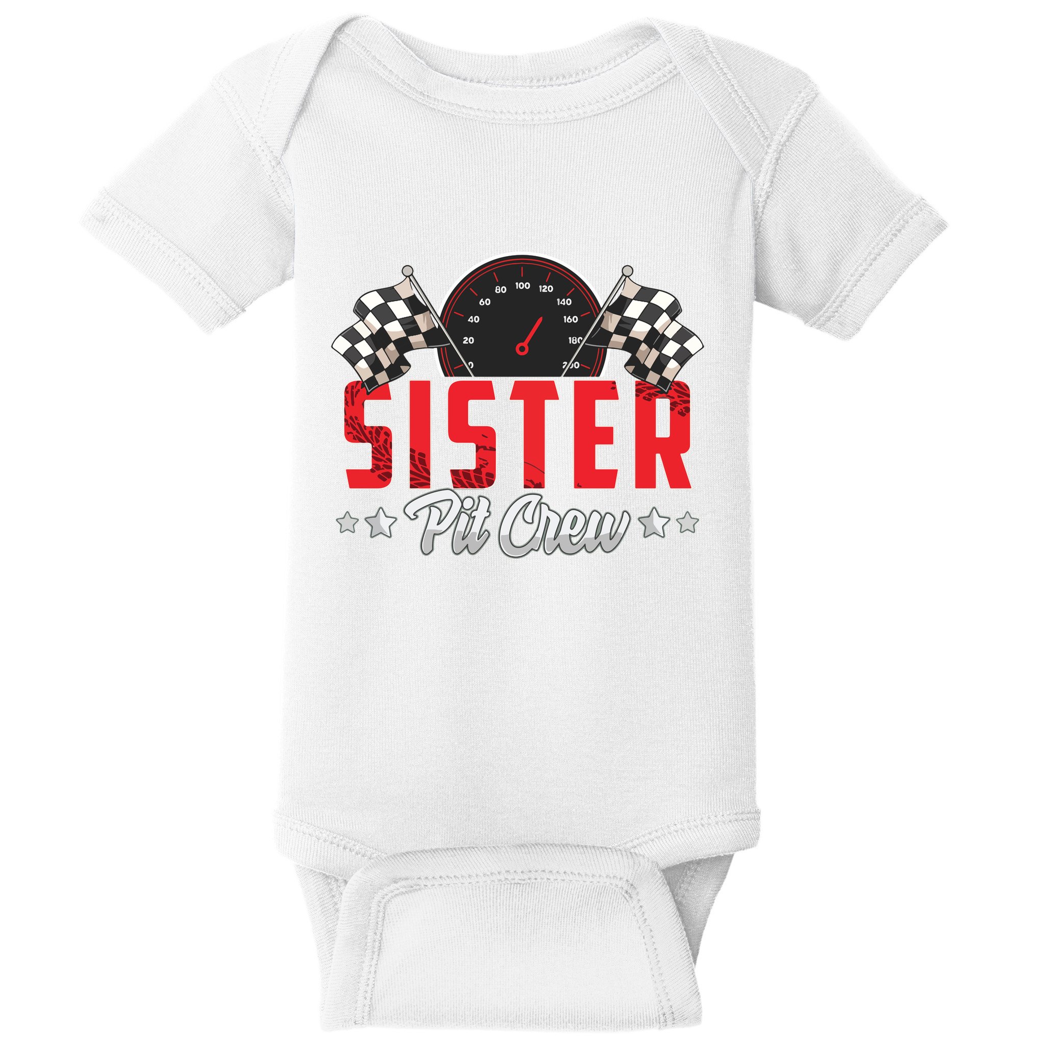 Race Car Birthday Party Racing Family Sister Pit Crew Baby Bodysuit