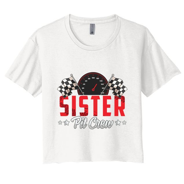 Race Car Birthday Party Racing Family Sister Pit Crew Crop Top
