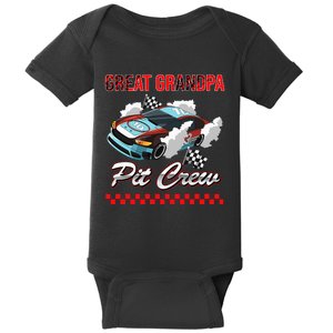 Race Car Birthday Party Racing Family Great Grandpa Pit Crew Baby Bodysuit