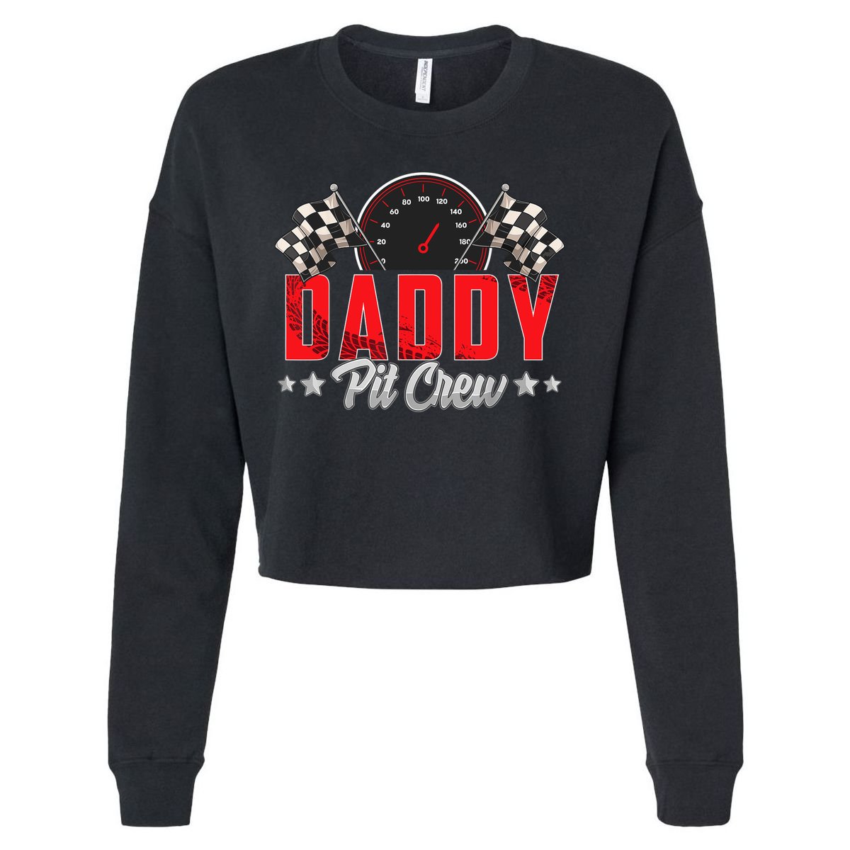 Race Car Birthday Party Racing Family Daddy Pit Crew Cropped Pullover Crew
