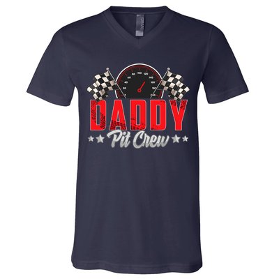 Race Car Birthday Party Racing Family Daddy Pit Crew V-Neck T-Shirt
