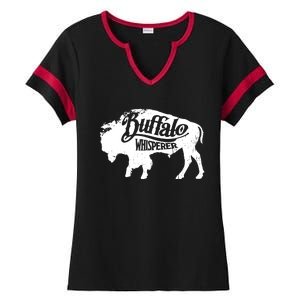 Retro Cute Buffalo Silhouette Bison Whisperer Tee Ladies Halftime Notch Neck Tee