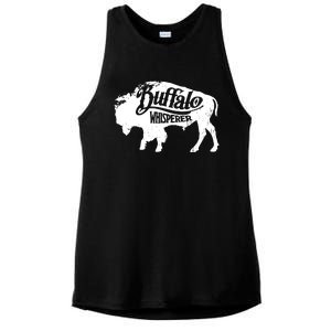 Retro Cute Buffalo Silhouette Bison Whisperer Tee Ladies PosiCharge Tri-Blend Wicking Tank