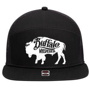 Retro Cute Buffalo Silhouette Bison Whisperer Tee 7 Panel Mesh Trucker Snapback Hat