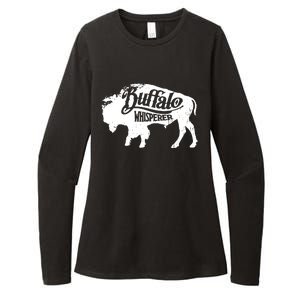 Retro Cute Buffalo Silhouette Bison Whisperer Tee Womens CVC Long Sleeve Shirt