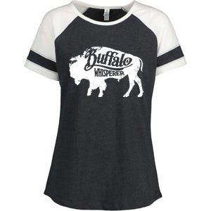 Retro Cute Buffalo Silhouette Bison Whisperer Tee Enza Ladies Jersey Colorblock Tee