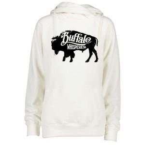 Retro Cute Buffalo Silhouette Bison Whisperer Tee Womens Funnel Neck Pullover Hood