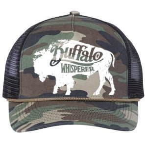 Retro Cute Buffalo Silhouette Bison Whisperer Tee Retro Rope Trucker Hat Cap