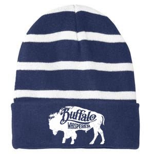 Retro Cute Buffalo Silhouette Bison Whisperer Tee Striped Beanie with Solid Band