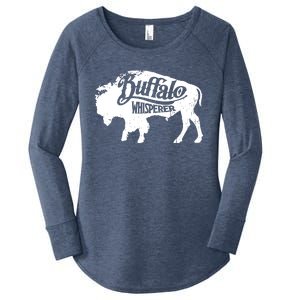 Retro Cute Buffalo Silhouette Bison Whisperer Tee Women's Perfect Tri Tunic Long Sleeve Shirt