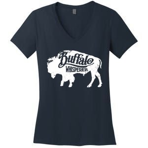 Retro Cute Buffalo Silhouette Bison Whisperer Tee Women's V-Neck T-Shirt