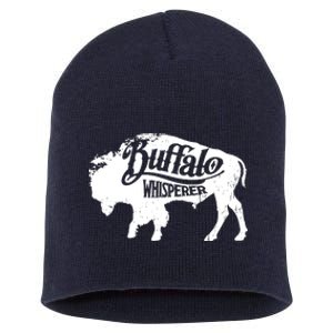 Retro Cute Buffalo Silhouette Bison Whisperer Tee Short Acrylic Beanie