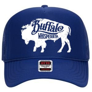 Retro Cute Buffalo Silhouette Bison Whisperer Tee High Crown Mesh Back Trucker Hat