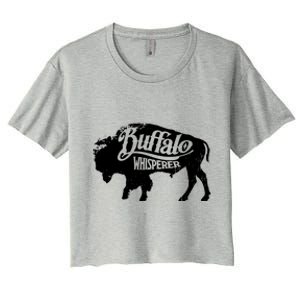 Retro Cute Buffalo Silhouette Bison Whisperer Tee Women's Crop Top Tee