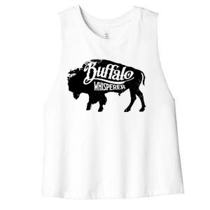 Retro Cute Buffalo Silhouette Bison Whisperer Tee Women's Racerback Cropped Tank