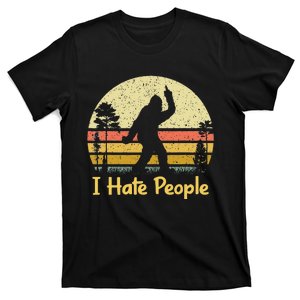 Retro Camping Bigfoot Sasquatch Middle Finger I Hate People T-Shirt