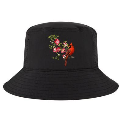 Red Cardinal Bird And Pink Flowering Dogwood Blossoms Cool Comfort Performance Bucket Hat