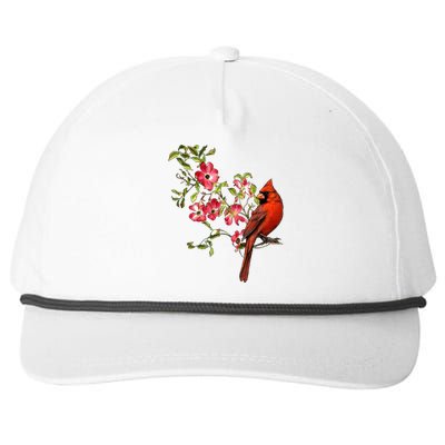 Red Cardinal Bird And Pink Flowering Dogwood Blossoms Snapback Five-Panel Rope Hat