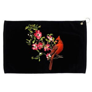 Red Cardinal Bird And Pink Flowering Dogwood Blossoms Grommeted Golf Towel