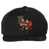 Red Cardinal Bird And Pink Flowering Dogwood Blossoms Wool Snapback Cap