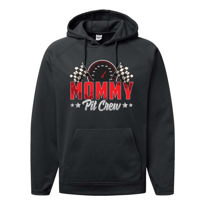 Race Car Birthday Party Racing Family Mommy Pit Crew Performance Fleece Hoodie