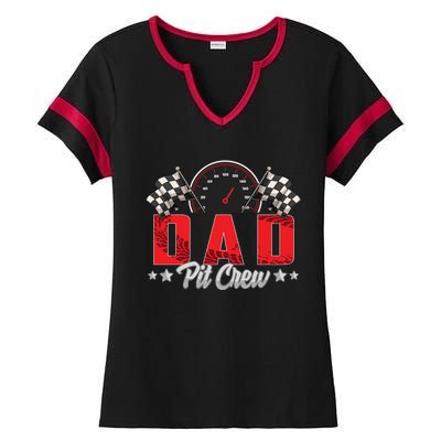 Race Car Birthday Party Racing Family Dad Pit Crew Ladies Halftime Notch Neck Tee