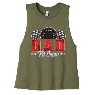 Race Car Birthday Party Racing Family Dad Pit Crew Women's Racerback Cropped Tank