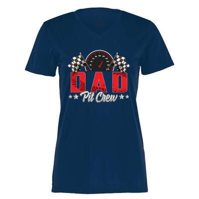 Race Car Birthday Party Racing Family Dad Pit Crew Women's Momentum V-Neck T-Shirt