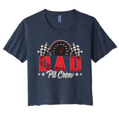 Race Car Birthday Party Racing Family Dad Pit Crew Women's Crop Top Tee