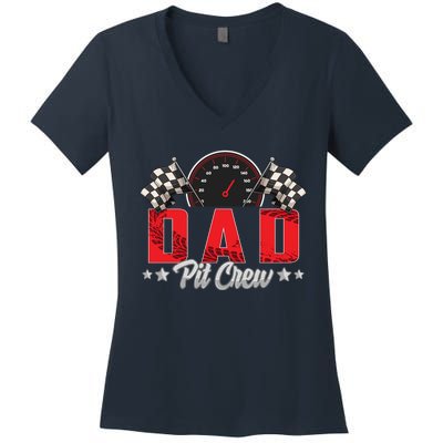 Race Car Birthday Party Racing Family Dad Pit Crew Women's V-Neck T-Shirt