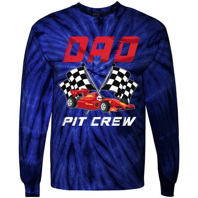 Race Car Birthday Party Racing Family Dad Pit Crew Tie-Dye Long Sleeve Shirt