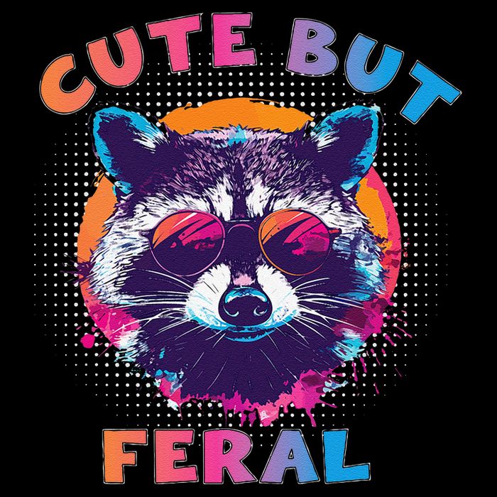 Raccoon Cute But Feral Colorful Funny Raccoon Feral Backpack