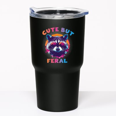 Raccoon Cute But Feral Colorful Funny Raccoon Feral Tumbler
