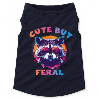 Raccoon Cute But Feral Colorful Funny Raccoon Feral Doggie Tank