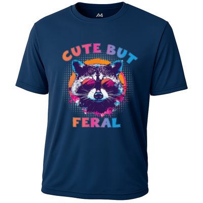 Raccoon Cute But Feral Colorful Funny Raccoon Feral Performance Shirt