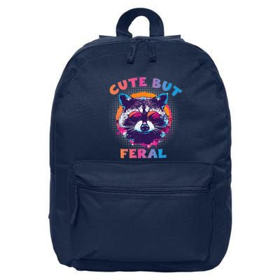 Raccoon Cute But Feral Colorful Funny Raccoon Feral 16 in Basic Backpack