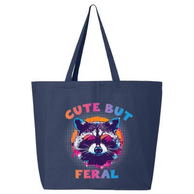 Raccoon Cute But Feral Colorful Funny Raccoon Feral 25L Jumbo Tote