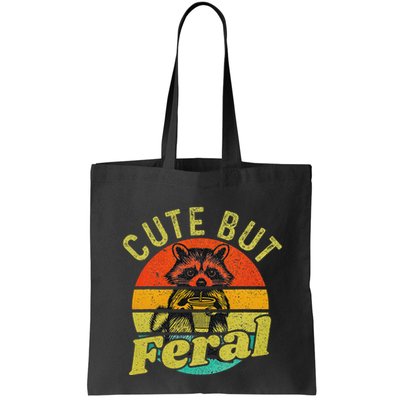 Raccoon Cute But Feral Vintage Raccoon Funny Loves Coffee Bag