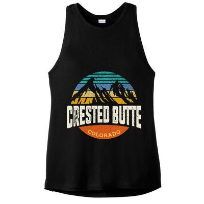 Retro Crested Butte Outdoors Mountain Colorado Ladies PosiCharge Tri-Blend Wicking Tank