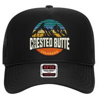 Retro Crested Butte Outdoors Mountain Colorado High Crown Mesh Back Trucker Hat